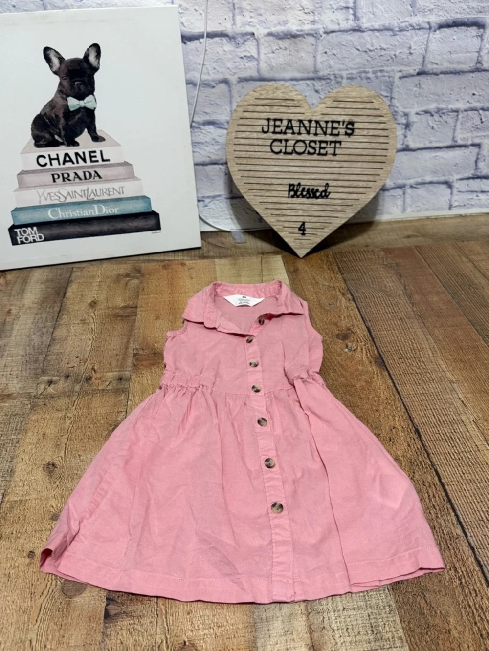 H&M COTTON SHIRT DRESS 2T Dusty pink